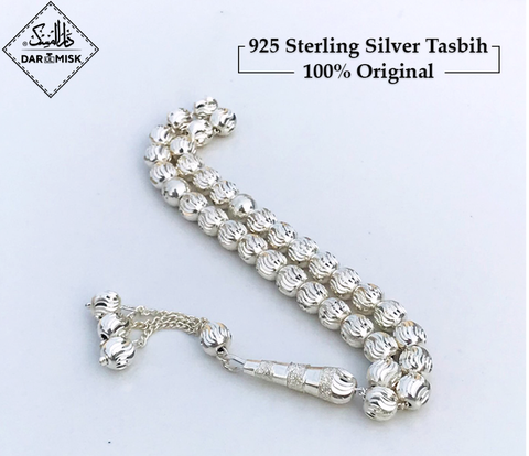 Orijinal 925 Gümüş (Chandi) Tesbih | 6MM Boyutlu Boncuklar | 100x Sayım!📿