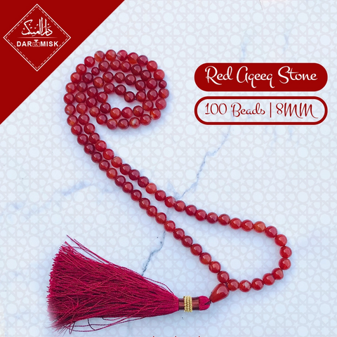 Kırmızı Akik Taşı Tesbih | 8mm Boyutlu Boncuklar | 100x Sayım!📿