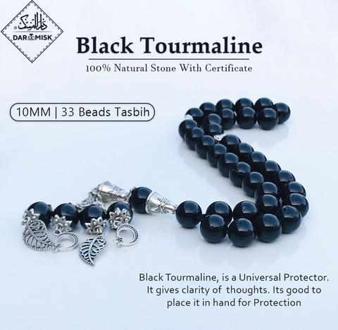 Doğal Siyah Turmalin Taşı Tesbih | 10MM Boyut | 33x Sayım!📿