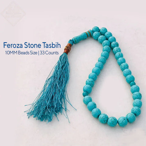 Feroza Taş Tesbih | 10MM Boncuk Boyutu | 33x Sayım!📿