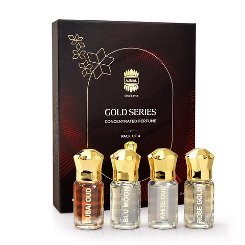 Original GOLD-PACK Non-Alcoholic Attar Giftpack for Unisex | Ajmal Perfumes (4x 5ml)🥇