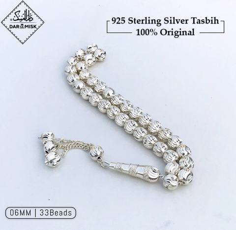 Original 925 Silver (Chandi) Tasbeeh | 6MM & 7MM Beads Size | 33x Counts!