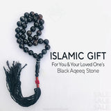 Black Aqeeq Stone Tasbih |  Medium Size Beads | 100x Counts!📿