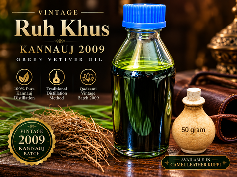 100% Pure Indian Ruh Khus (Vetiver) Oil | Vintage 2009 Kannauj Batch | 50g Traditional Kuppi🌿💚